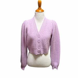 LoveShackFancy Lavender Avignon Button-Up Women's Sweater